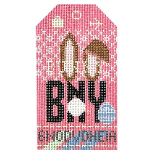 Easter Bunny BNY Retro Travel Tag Painted Canvas Hedgehog Needlepoint 
