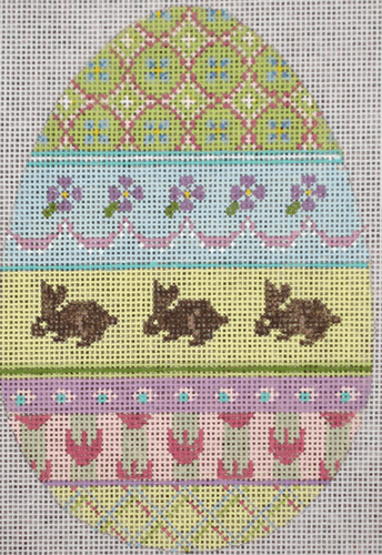Easter Egg with Bunnies Painted Canvas Labors of Love Needlepoint 