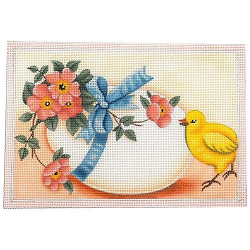 Easter Egg with Chick Painted Canvas Melissa Shirley Designs 