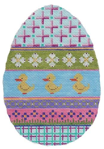 Easter Egg with Ducks Painted Canvas Labors of Love Needlepoint  - 1