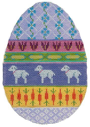 Easter Egg with Lambs Painted Canvas Labors of Love Needlepoint 