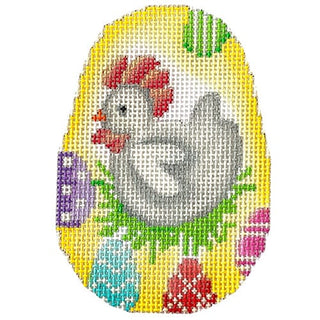 Easter Rooster on Yellow Egg Painted Canvas Associated Talents 
