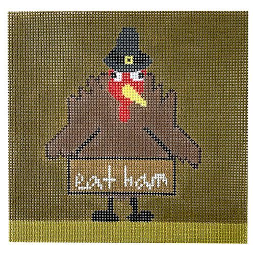 Eat Ham Not Turkey Painted Canvas Vallerie Needlepoint Gallery  - 1