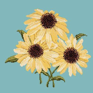 Echinaceas Needlepoint Kit Kits Elizabeth Bradley Design Duck Egg Blue 
