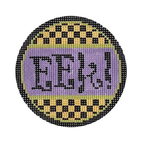 EEK! Yellow Checkered Round Painted Canvas CanvasWorks 