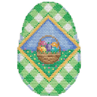 Egg Basket/Gingham Egg Painted Canvas Associated Talents 
