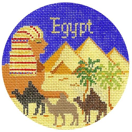 Egypt Ornament Painted Canvas Silver Needle  - 1