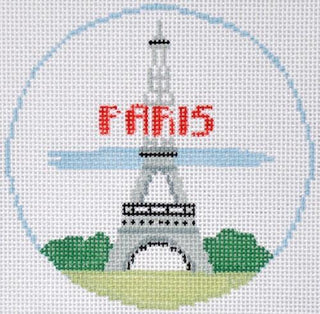 Eiffel Tower, Paris Round Painted Canvas Kathy Schenkel Designs 
