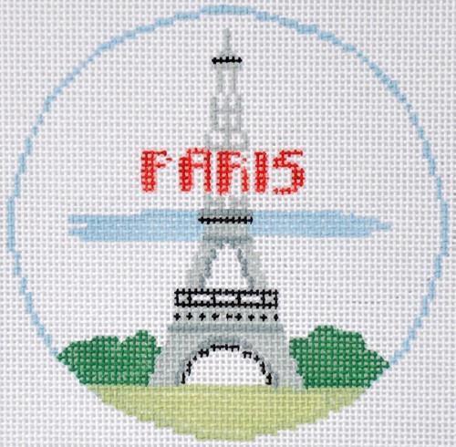 Eiffel Tower, Paris Round Painted Canvas Kathy Schenkel Designs  - 1