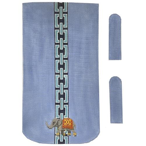 Elephant on Blue Purse Painted Canvas KCN Designers  - 1
