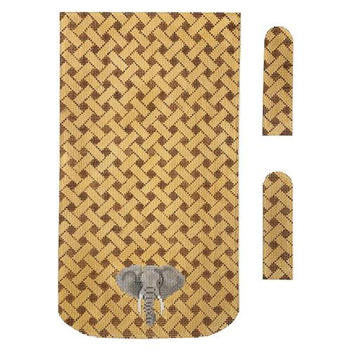 Elephant on Woven Background Purse Painted Canvas KCN Designers  - 1