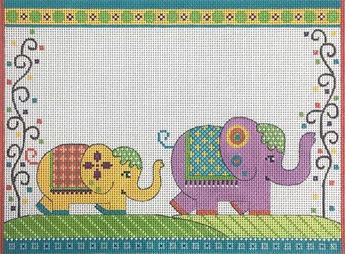 Elephant Parade Birth Announcement Painted Canvas Alice Peterson  - 1