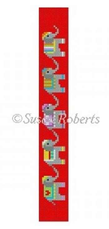 Elephant Parade Key Fob Painted Canvas Susan Roberts Needlepoint Designs, Inc. 
