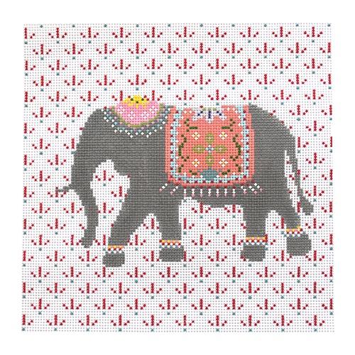 Elephant (Plum) Painted Canvas The Plum Stitchery 