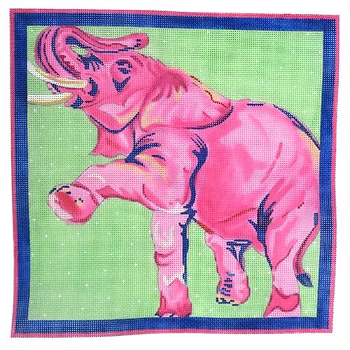 Elephant Prancing Painted Canvas Kate Dickerson Needlepoint Collections  - 1