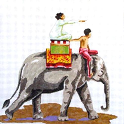 Elephant with People Painted Canvas Colors of Praise  - 1