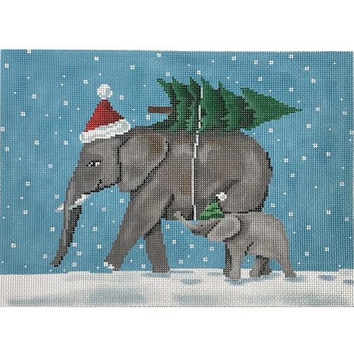 Elephants Bringing Home the Tree Painted Canvas Scott Church Creative  - 1