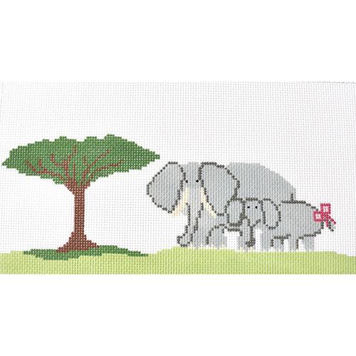 Elephants Pillow Painted Canvas J. Child Designs  - 1