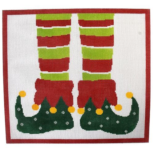 Elf Green Shoes on 18 mesh Painted Canvas A Stitch in Time  - 1