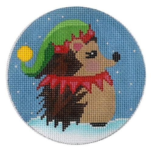 Elf Hedgehog Ornament Painted Canvas Danji Designs  - 1