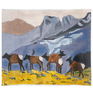 Elk Herd Painted Canvas Cooper Oaks Design 

