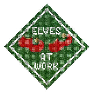 Elves at Work Ornament Painted Canvas Kimberly Ann Needlepoint 
