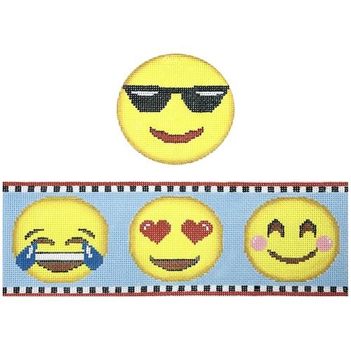 Emoji Hinged Box with Hardware Painted Canvas Funda Scully 
