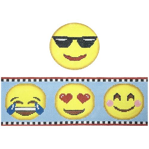 Emoji Hinged Box with Hardware Painted Canvas Funda Scully  - 1