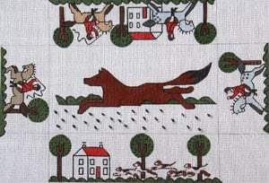 English Hunt Brick Cover Painted Canvas The Meredith Collection  - 1