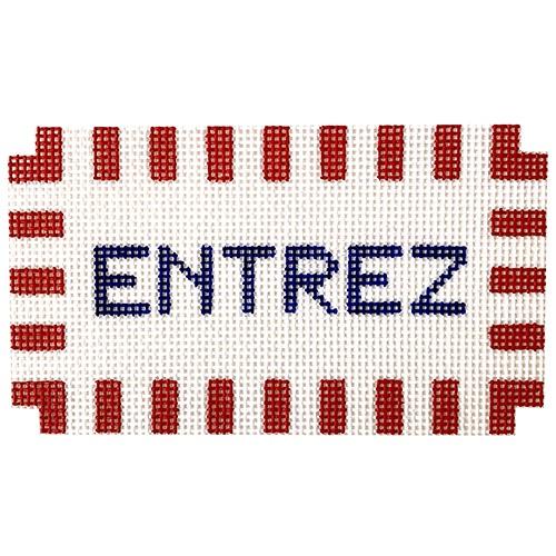 Entrez   Striped Border Painted Canvas SilverStitch Needlepoint  - 1