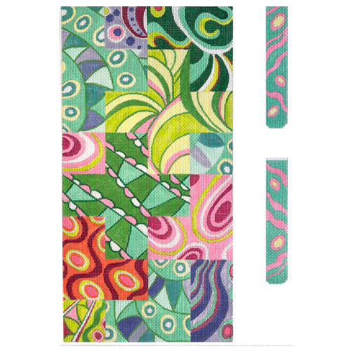 Envelope Clutch w/Sides   Pucci Inspired Multi Patchwork Painted Canvas Kate Dickerson Needlepoint Collections  - 1