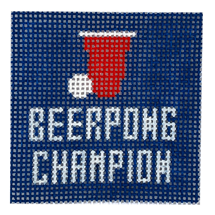 Evergreen Koozie with Insert   Beerpong Champion Painted Canvas Rachel Donley 
