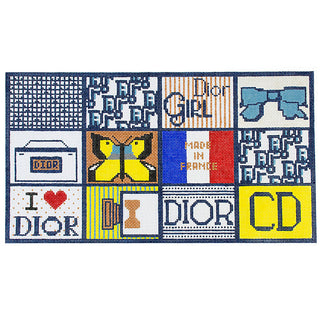 Everything Dior Large Flat Painted Canvas Kimberly Ann Needlepoint 
