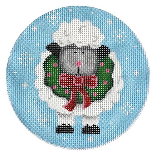 Ewe with Wreath Ornament Painted Canvas Pepperberry Designs 
