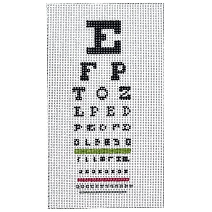 Eye Chart Eyeglass Case on 18 mesh Painted Canvas Susan Battle Needlepoint 
