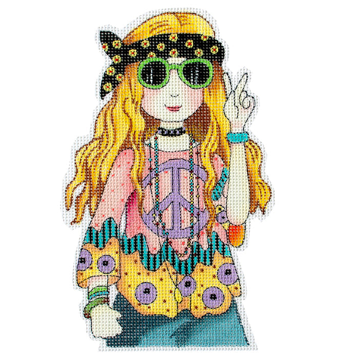 Fabulous Females: Hippie Girl Close Up Painted Canvas Painted Pony Designs  - 1