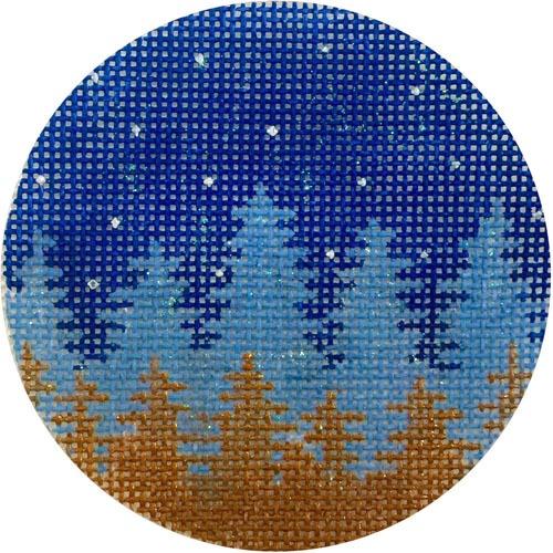 Faded Night Trees Ornament Painted Canvas Alice Peterson  - 1