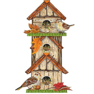 Fall Birdhouse Painted Canvas Mary Lake Thompson 
