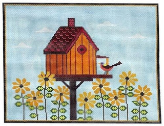 Fall Birdhouse Painted Canvas Warren Kimble 
