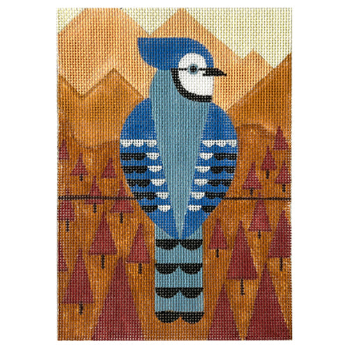 Fall Blue Jay Scene Painted Canvas Vallerie Needlepoint Gallery 