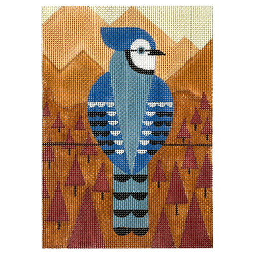 Fall Blue Jay Scene Painted Canvas Vallerie Needlepoint Gallery  - 1