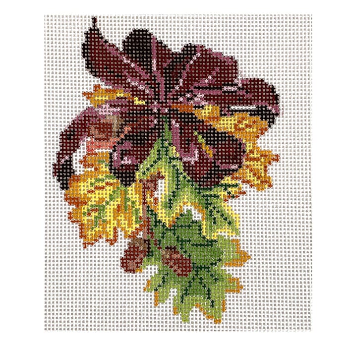 Fall Foliage Ornament Painted Canvas The Gingham Stitchery  - 1