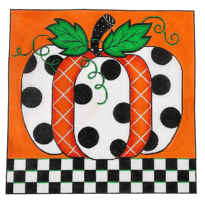 Fall Polka Dot Pumpkin Painted Canvas Alice Peterson Company  - 1