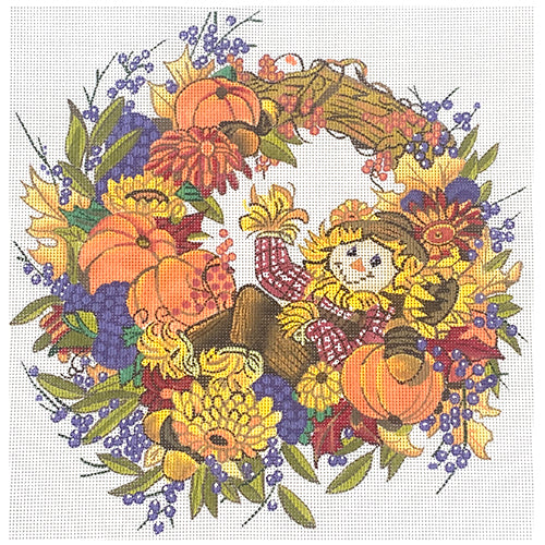 Fall Welcome Wreath 13 mesh Painted Canvas PLD Designs 