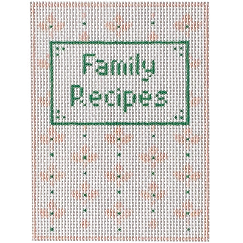 Family Recipes - Pink on 13 mesh Painted Canvas Audrey Wu Designs 