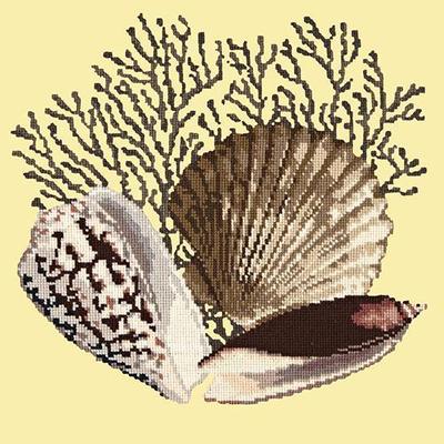 Fan Coral Needlepoint Kit Kits Elizabeth Bradley Design Butter Yellow 
