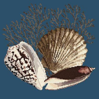 Fan Coral Needlepoint Kit Kits Elizabeth Bradley Design Dark Blue 
