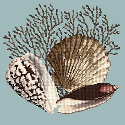 Fan Coral Needlepoint Kit Kits Elizabeth Bradley Design Pale Blue 
