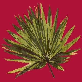 Fan Palm Leaf Needlepoint Kit Kits Elizabeth Bradley Design Bright Red 
