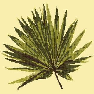 Fan Palm Leaf Needlepoint Kit Kits Elizabeth Bradley Design Butter Yellow 

